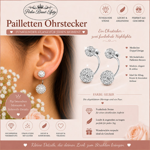 Paar pailletten ohrstecker - 1,